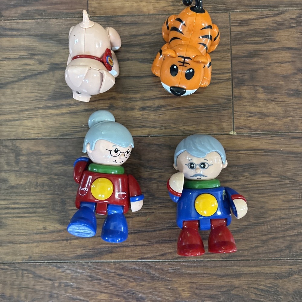 TOLO First Friends Lot of 4 Toddler Posable Click Animals, Grandma And Grandpa